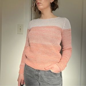 Banana Republic ombré color block chunky cotton knit sweater peach cream - XS